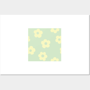 Chunky Retro Flowers - Cute Pastel Seafoam Posters and Art